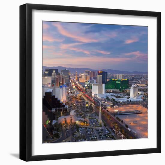 USA, Nevada, Las Vegas, Elevated Dusk View of the Hotels and Casinos Along the Strip-Gavin Hellier-Framed Photographic Print