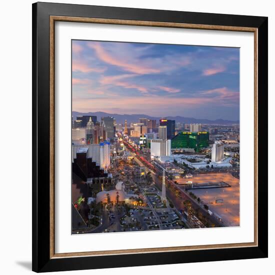 USA, Nevada, Las Vegas, Elevated Dusk View of the Hotels and Casinos Along the Strip-Gavin Hellier-Framed Photographic Print