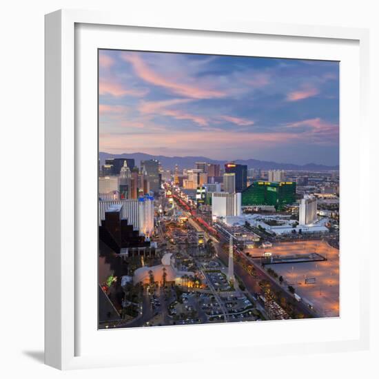 USA, Nevada, Las Vegas, Elevated Dusk View of the Hotels and Casinos Along the Strip-Gavin Hellier-Framed Photographic Print