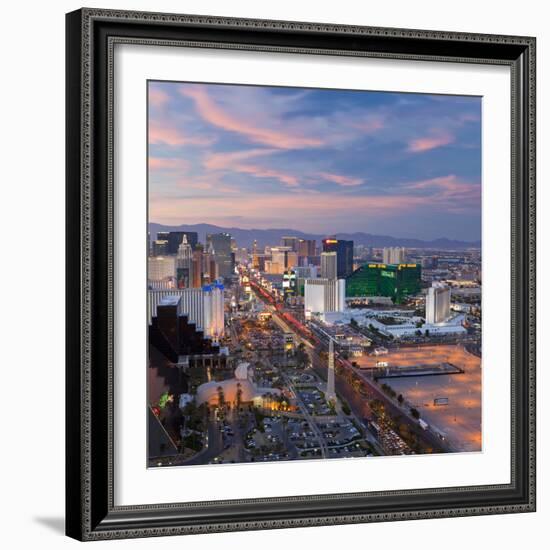 USA, Nevada, Las Vegas, Elevated Dusk View of the Hotels and Casinos Along the Strip-Gavin Hellier-Framed Photographic Print