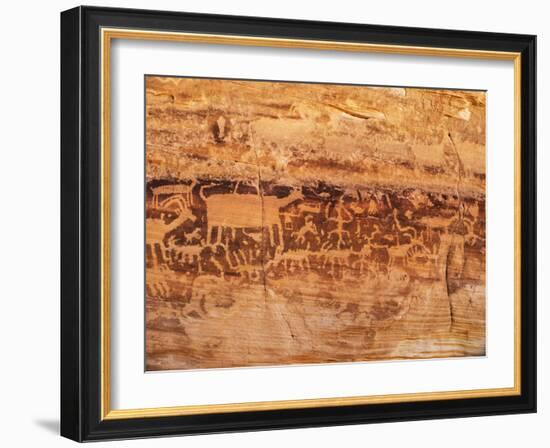 USA, Nevada, Mesquite. Gold Butte National Monument, Anasazi Petroglyphs and Kohta Circus.-Bernard Friel-Framed Photographic Print