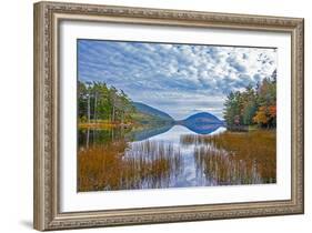 USA, New England, Maine, Acadia National Park and Jordon Pond on very calm Autumn day-Sylvia Gulin-Framed Photographic Print