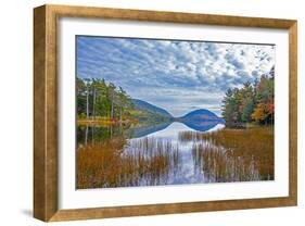 USA, New England, Maine, Acadia National Park and Jordon Pond on very calm Autumn day-Sylvia Gulin-Framed Photographic Print