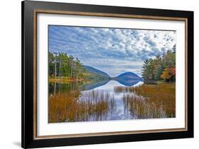 USA, New England, Maine, Acadia National Park and Jordon Pond on very calm Autumn day-Sylvia Gulin-Framed Photographic Print