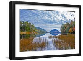 USA, New England, Maine, Acadia National Park and Jordon Pond on very calm Autumn day-Sylvia Gulin-Framed Photographic Print