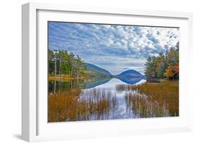 USA, New England, Maine, Acadia National Park and Jordon Pond on very calm Autumn day-Sylvia Gulin-Framed Photographic Print
