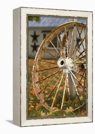 USA, New Hampshire, Lake Winnipesaukee, Moultonborough, Old Wagon Wheel-Walter Bibikow-Framed Premier Image Canvas