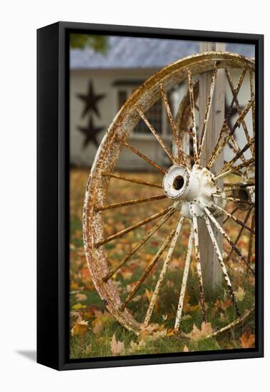 USA, New Hampshire, Lake Winnipesaukee, Moultonborough, Old Wagon Wheel-Walter Bibikow-Framed Premier Image Canvas