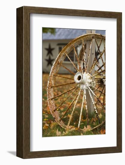 USA, New Hampshire, Lake Winnipesaukee, Moultonborough, Old Wagon Wheel-Walter Bibikow-Framed Photographic Print