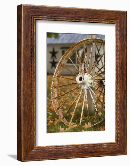 USA, New Hampshire, Lake Winnipesaukee, Moultonborough, Old Wagon Wheel-Walter Bibikow-Framed Photographic Print