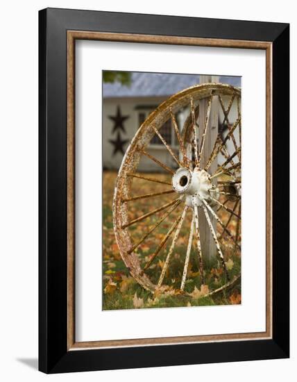 USA, New Hampshire, Lake Winnipesaukee, Moultonborough, Old Wagon Wheel-Walter Bibikow-Framed Photographic Print
