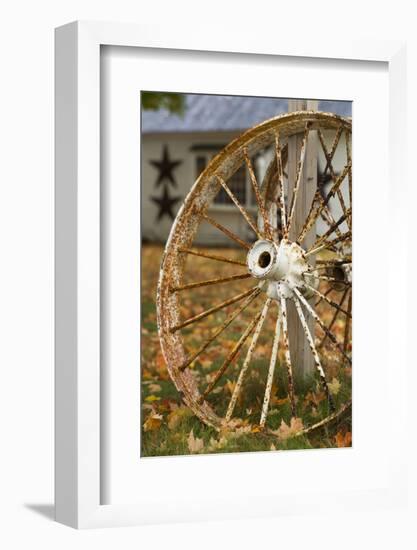 USA, New Hampshire, Lake Winnipesaukee, Moultonborough, Old Wagon Wheel-Walter Bibikow-Framed Photographic Print