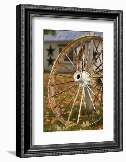 USA, New Hampshire, Lake Winnipesaukee, Moultonborough, Old Wagon Wheel-Walter Bibikow-Framed Photographic Print