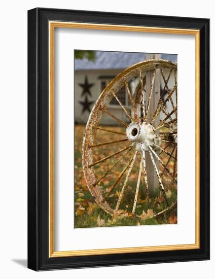 USA, New Hampshire, Lake Winnipesaukee, Moultonborough, Old Wagon Wheel-Walter Bibikow-Framed Photographic Print