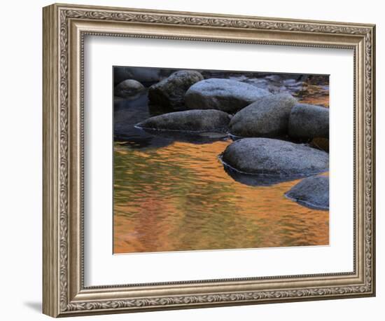 Usa, New Hampshire, Lincoln. Autumn leaves reflected in pond.-Merrill Images-Framed Photographic Print