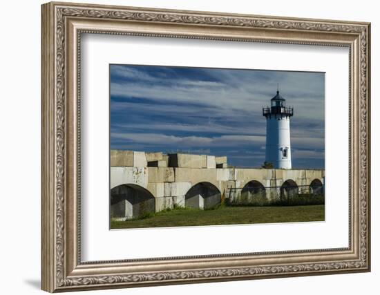 USA, New Hampshire, New Castle, Portsmouth Harbor Lighthouse and Fort Constitution-Walter Bibikow-Framed Photographic Print