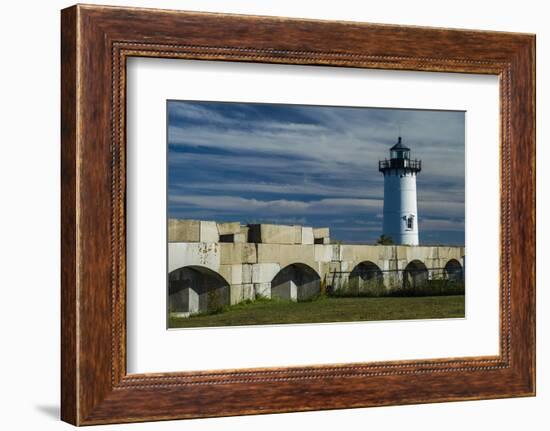 USA, New Hampshire, New Castle, Portsmouth Harbor Lighthouse and Fort Constitution-Walter Bibikow-Framed Photographic Print