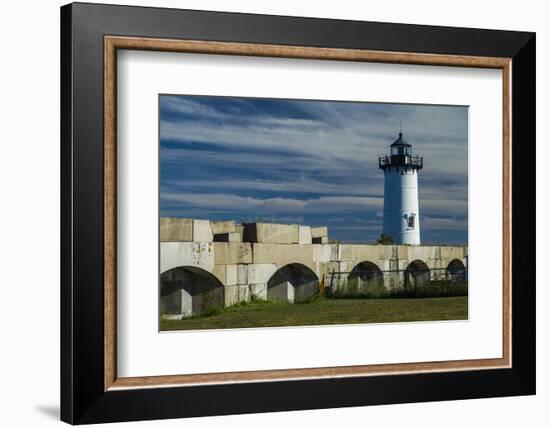 USA, New Hampshire, New Castle, Portsmouth Harbor Lighthouse and Fort Constitution-Walter Bibikow-Framed Photographic Print