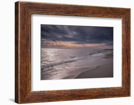 USA, New Jersey, Cape May National Seashore. Overcast sunset on shore.-Jaynes Gallery-Framed Photographic Print