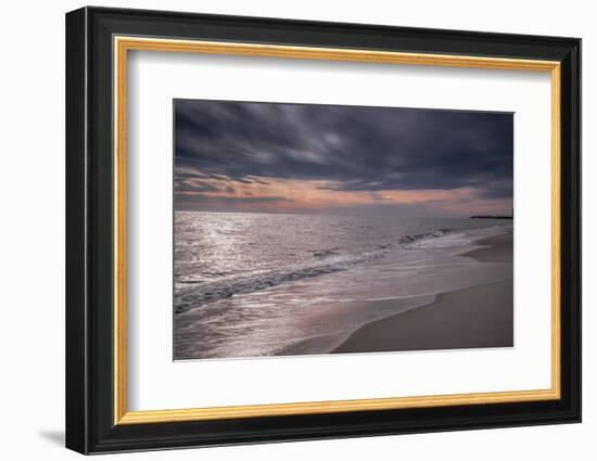 USA, New Jersey, Cape May National Seashore. Overcast sunset on shore.-Jaynes Gallery-Framed Photographic Print