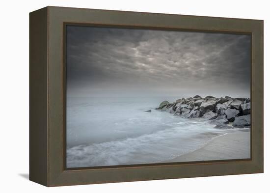 USA, New Jersey, Cape May National Seashore. Stormy beach.-Jaynes Gallery-Framed Premier Image Canvas