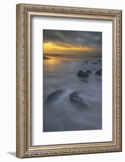 USA, New Jersey, Cape May National Seashore. Sunrise on rocky shoreline.-Jaynes Gallery-Framed Photographic Print