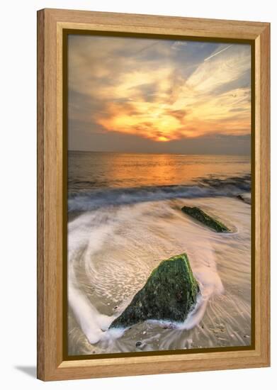 USA, New Jersey, Cape May. Scenic on Cape May Beach.-Jay O'brien-Framed Premier Image Canvas