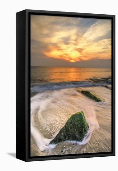 USA, New Jersey, Cape May. Scenic on Cape May Beach.-Jay O'brien-Framed Premier Image Canvas