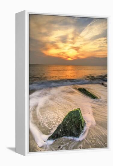 USA, New Jersey, Cape May. Scenic on Cape May Beach.-Jay O'brien-Framed Premier Image Canvas