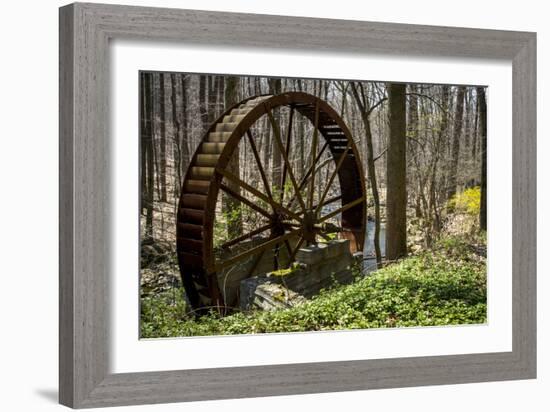 USA, New Jersey, Hunterdon County. Old Waterwheel by Rockaway Creek-Alison Jones-Framed Photographic Print