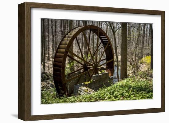 USA, New Jersey, Hunterdon County. Old Waterwheel by Rockaway Creek-Alison Jones-Framed Photographic Print