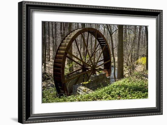 USA, New Jersey, Hunterdon County. Old Waterwheel by Rockaway Creek-Alison Jones-Framed Photographic Print