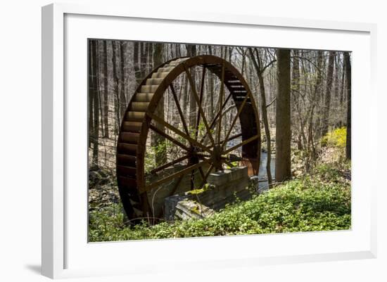 USA, New Jersey, Hunterdon County. Old Waterwheel by Rockaway Creek-Alison Jones-Framed Photographic Print