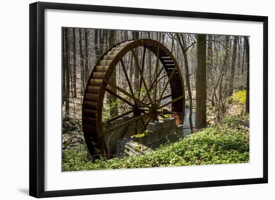 USA, New Jersey, Hunterdon County. Old Waterwheel by Rockaway Creek-Alison Jones-Framed Photographic Print