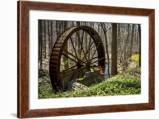 USA, New Jersey, Hunterdon County. Old Waterwheel by Rockaway Creek-Alison Jones-Framed Photographic Print