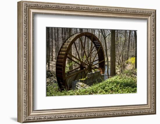 USA, New Jersey, Hunterdon County. Old Waterwheel by Rockaway Creek-Alison Jones-Framed Photographic Print