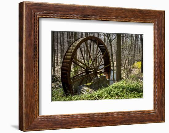 USA, New Jersey, Hunterdon County. Old Waterwheel by Rockaway Creek-Alison Jones-Framed Photographic Print