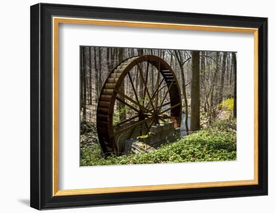 USA, New Jersey, Hunterdon County. Old Waterwheel by Rockaway Creek-Alison Jones-Framed Photographic Print