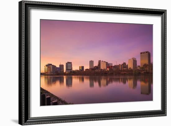 USA, New Jersey, Newark, City Skyline from Passaic River, Dawn-Walter Bibikow-Framed Photographic Print