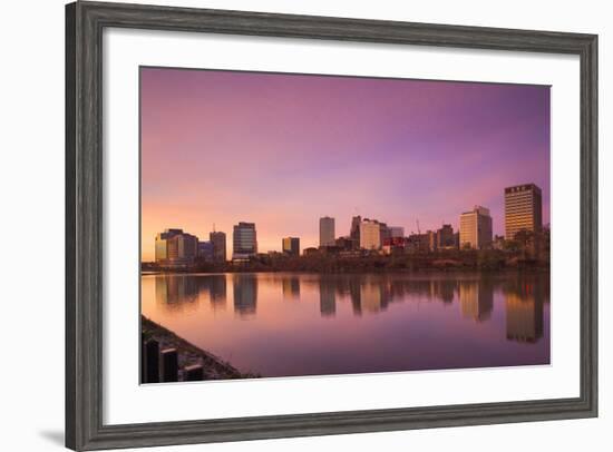 USA, New Jersey, Newark, City Skyline from Passaic River, Dawn-Walter Bibikow-Framed Photographic Print