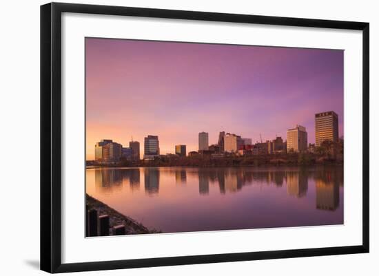 USA, New Jersey, Newark, City Skyline from Passaic River, Dawn-Walter Bibikow-Framed Photographic Print