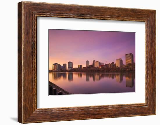 USA, New Jersey, Newark, City Skyline from Passaic River, Dawn-Walter Bibikow-Framed Photographic Print