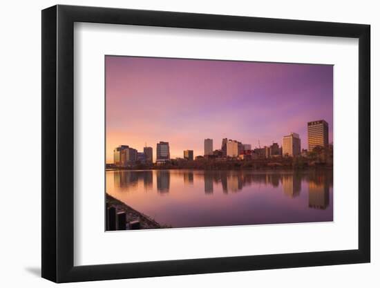 USA, New Jersey, Newark, City Skyline from Passaic River, Dawn-Walter Bibikow-Framed Photographic Print