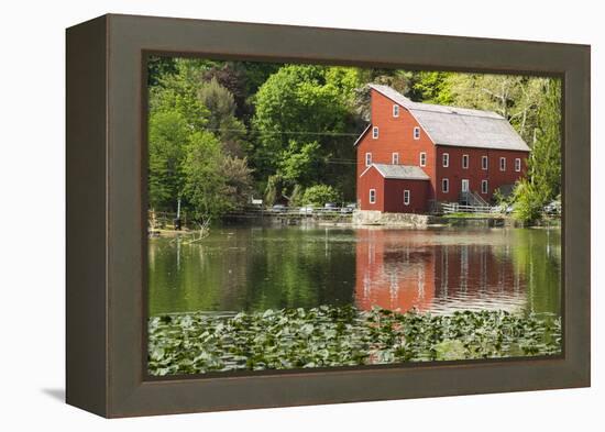 USA, New Jersey. Raritan River Basin, Clinton, South Fork of Raritan River and old mill-Alison Jones-Framed Premier Image Canvas