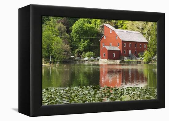 USA, New Jersey. Raritan River Basin, Clinton, South Fork of Raritan River and old mill-Alison Jones-Framed Premier Image Canvas