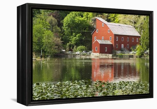 USA, New Jersey. Raritan River Basin, Clinton, South Fork of Raritan River and old mill-Alison Jones-Framed Premier Image Canvas