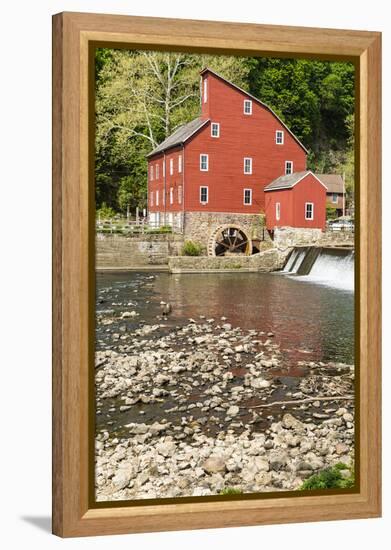 USA, New Jersey. Raritan River Basin, Clinton, South Fork of Raritan River and old mill-Alison Jones-Framed Premier Image Canvas