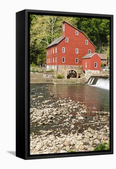 USA, New Jersey. Raritan River Basin, Clinton, South Fork of Raritan River and old mill-Alison Jones-Framed Premier Image Canvas