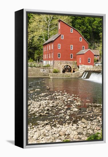 USA, New Jersey. Raritan River Basin, Clinton, South Fork of Raritan River and old mill-Alison Jones-Framed Premier Image Canvas