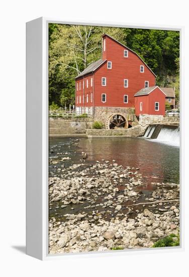 USA, New Jersey. Raritan River Basin, Clinton, South Fork of Raritan River and old mill-Alison Jones-Framed Premier Image Canvas